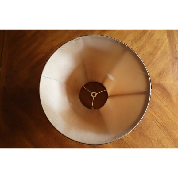 Vintage Tan Silky Fabric Lampshade 8.5" Tall Round Bell Shape 6 Panels - Picture 6 of 16